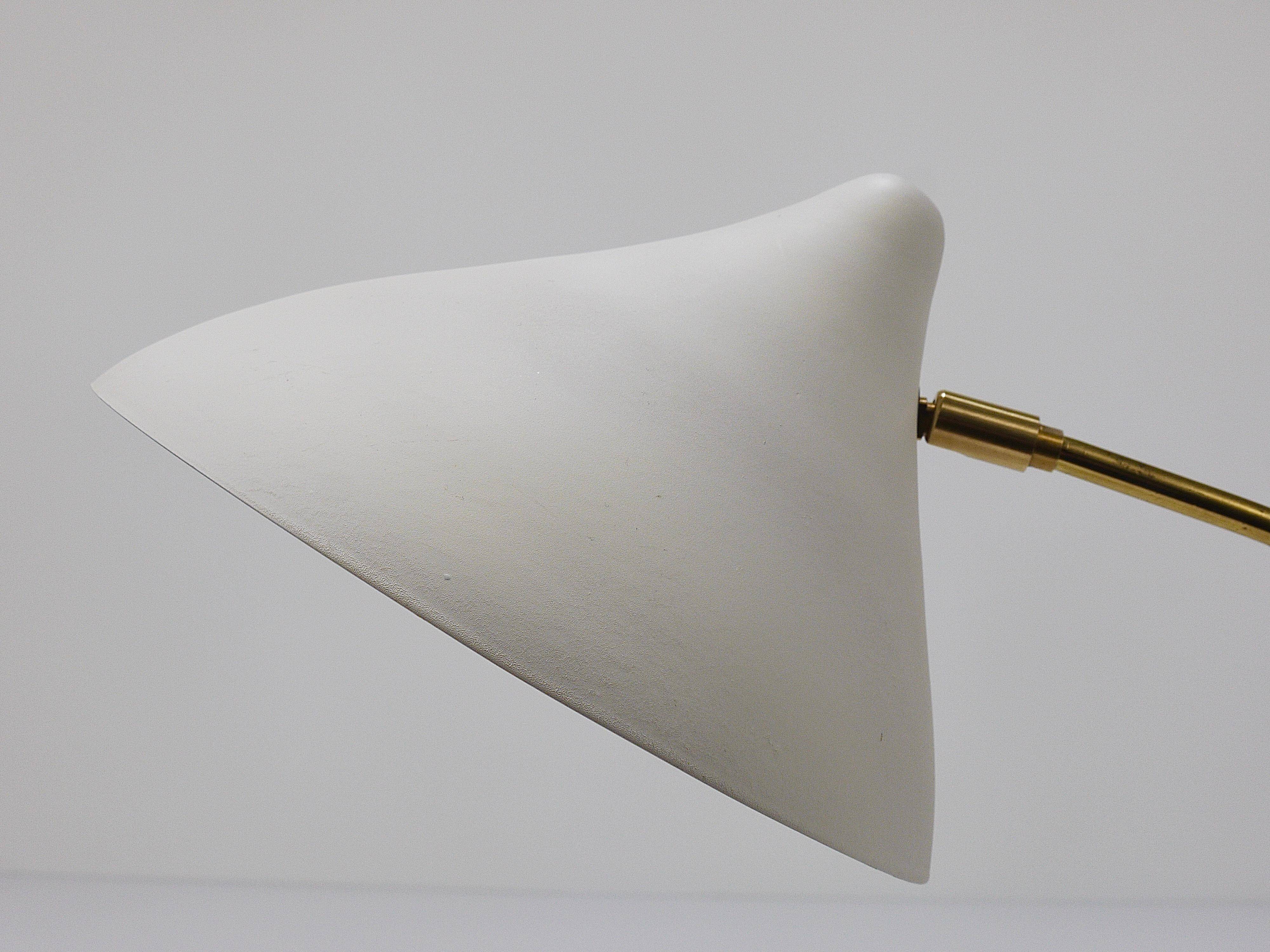 White brass desk or table lamp in the Louis Kalff style from the 1950s.