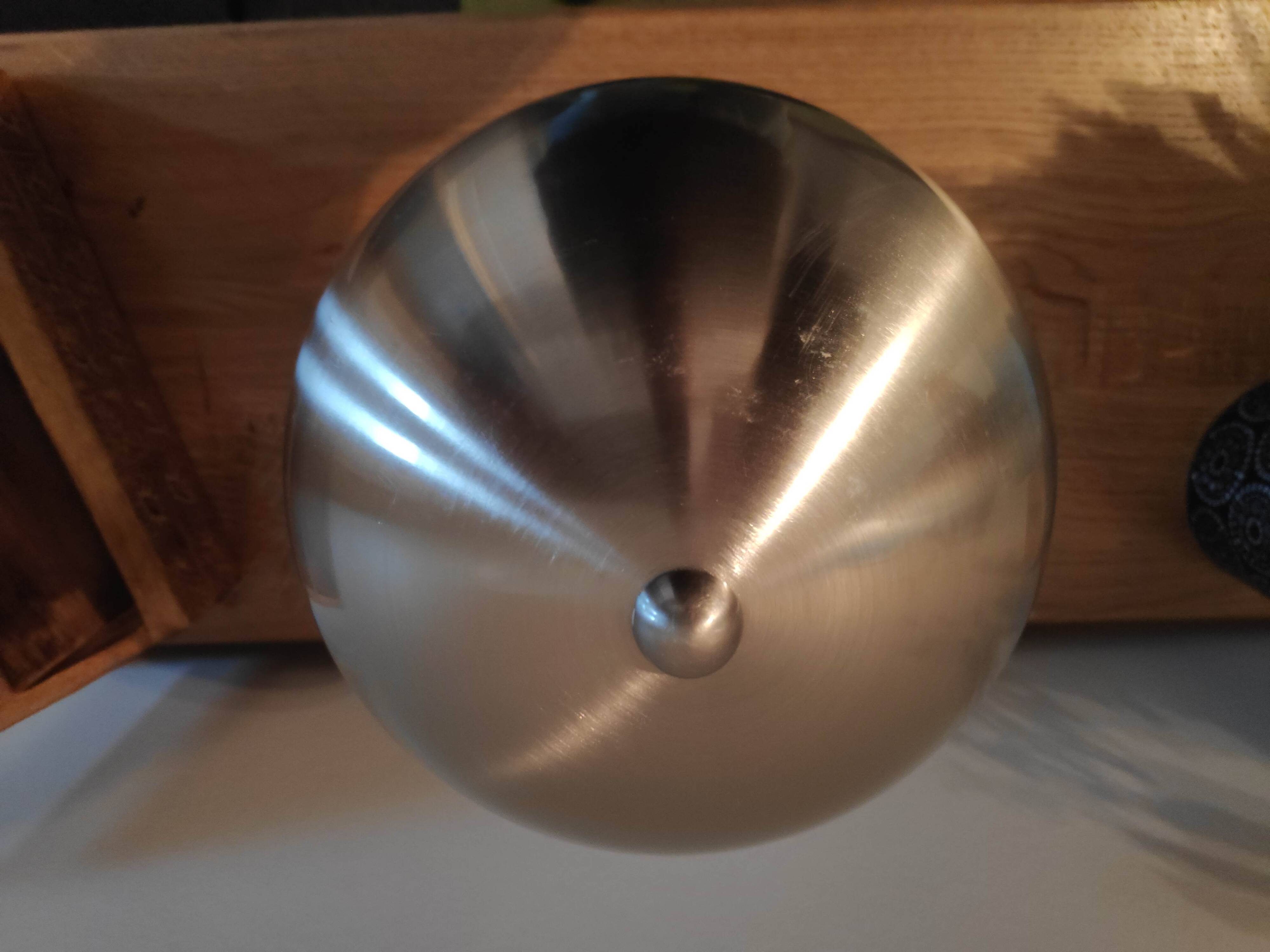 Brushed metal mushroom lamp