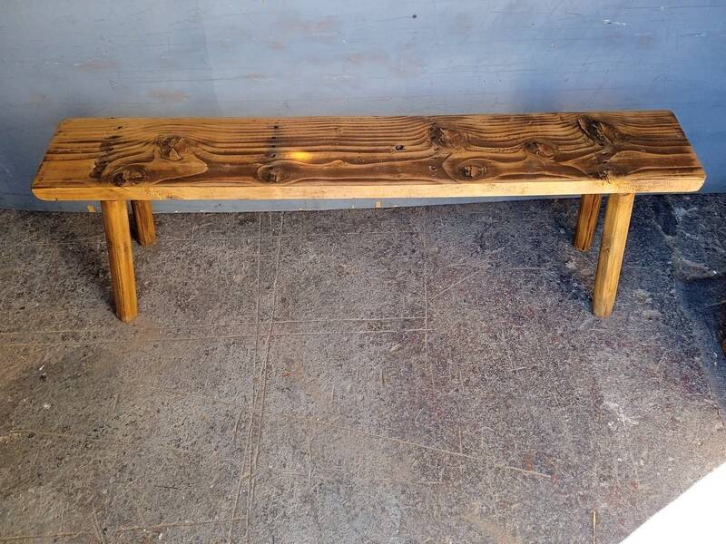 Bench 140 cm old patinated solid wood