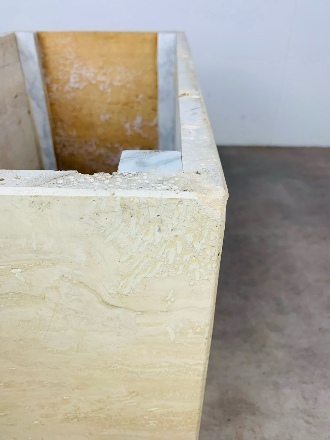 Rectangular travertine coffee table