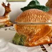 Zoomorphic terrine of a doe in earthenware by Michel Caugant