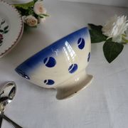 Antique Lunéville earthenware bowl KG with blue polka dots