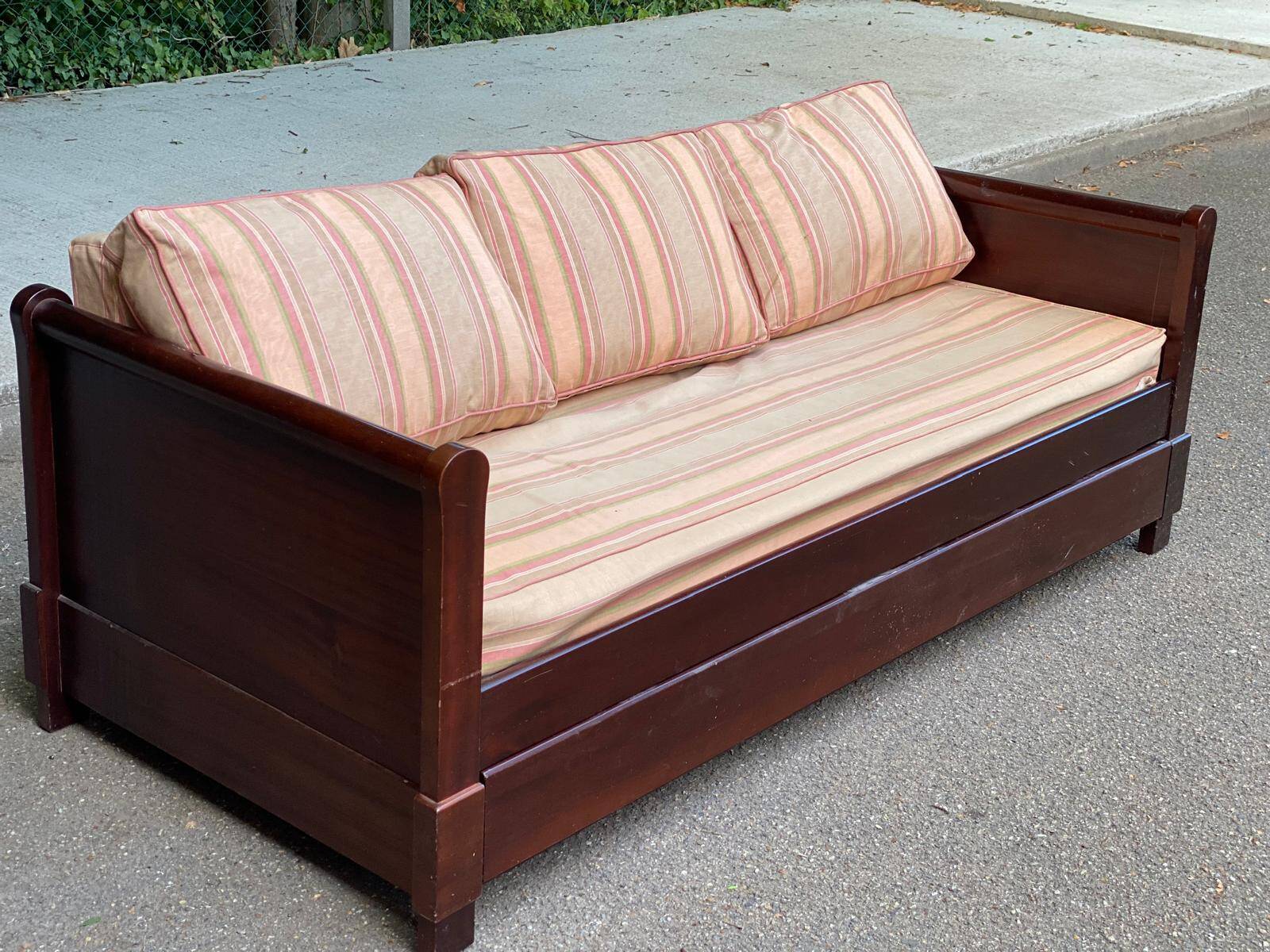Convertible sofa bed, pull-out bed, solid wood and fabric, 200cm