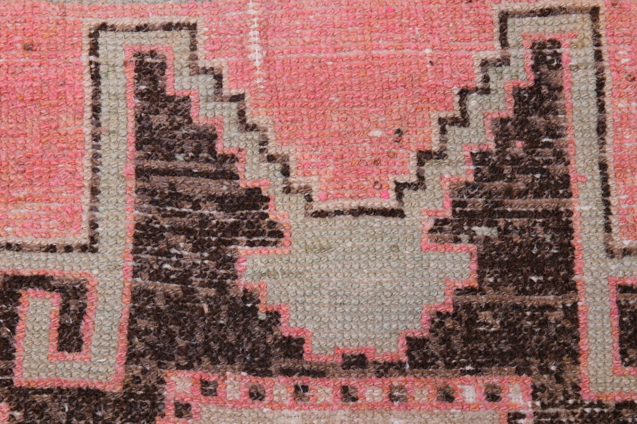 3x10 Salmon & Brown Ikat Pattern Vintage Runner Rug, 82x312Cm