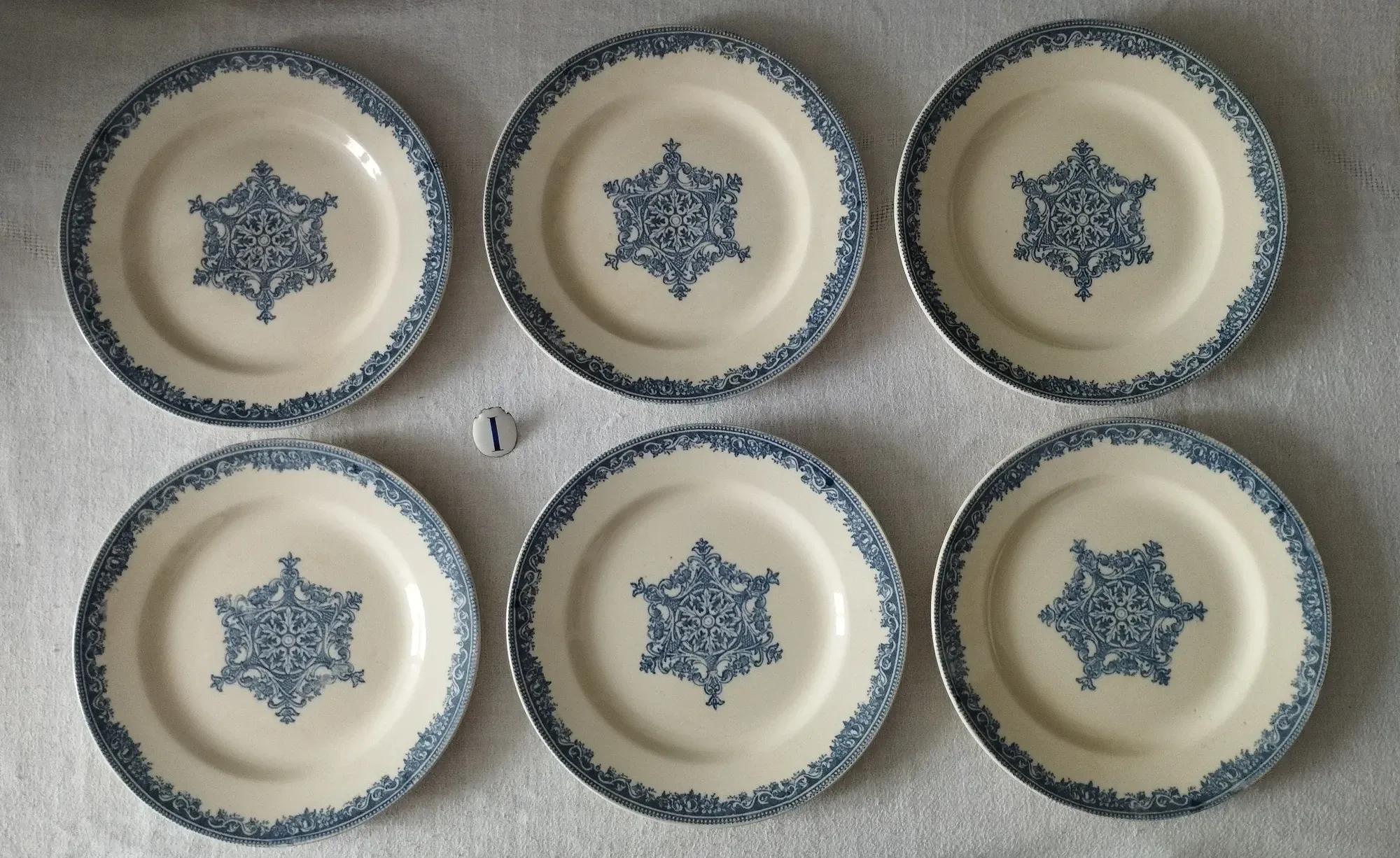 6 dessert plates ironstone J. Vieillard Bordeaux "Garland"