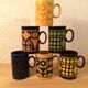 6 mugs vintage geometric patterns Staffordshire Potteries