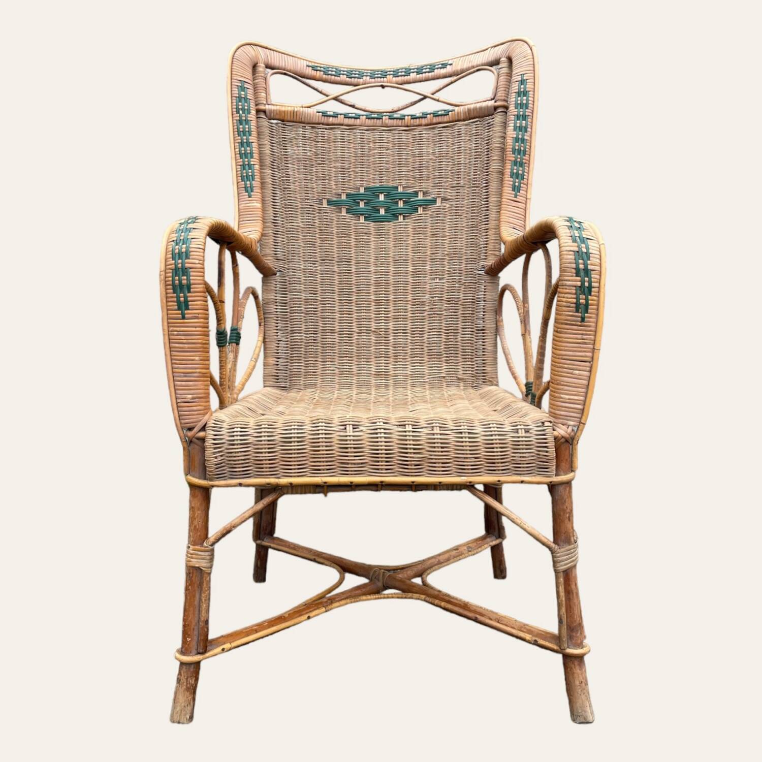 Fauteuil en rotin osier, 1950