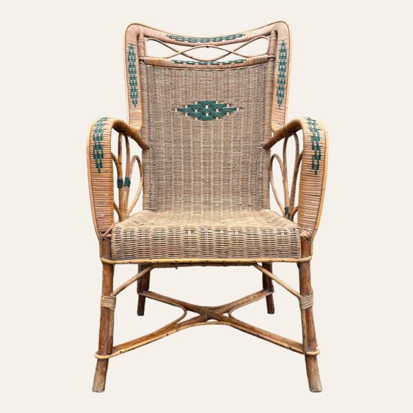 Fauteuil en rotin osier, 1950