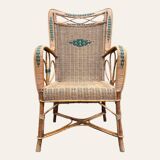 Fauteuil en rotin osier, 1950