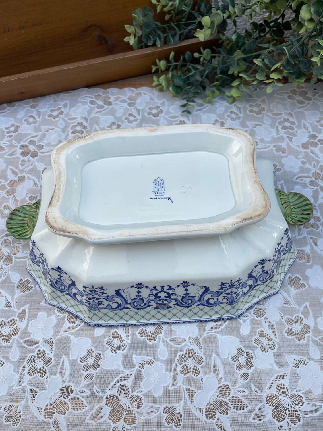 Gien France Soup Tureen with Frame 1960s