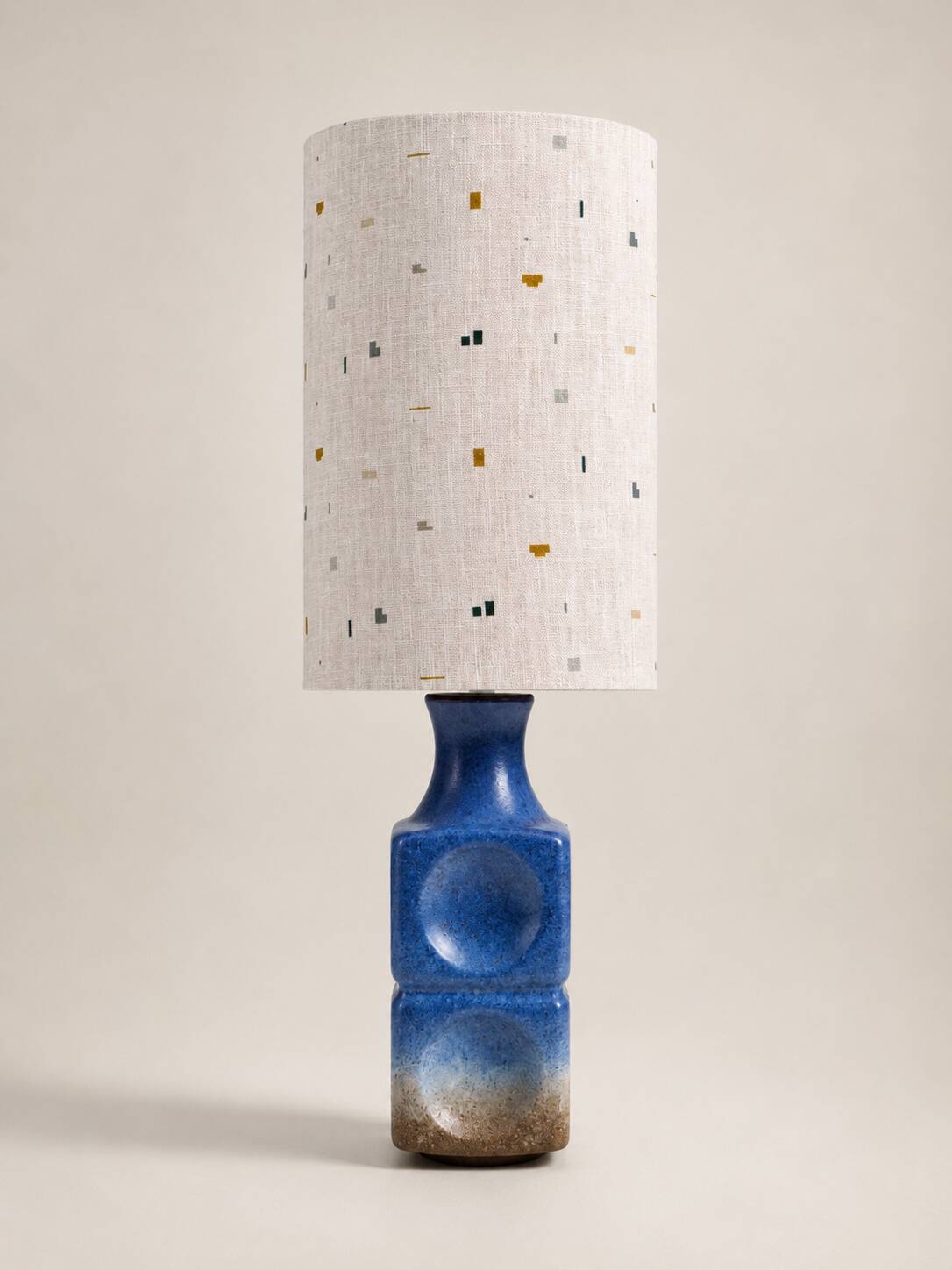 Italian ceramic table lamp with custom shade – 1970
