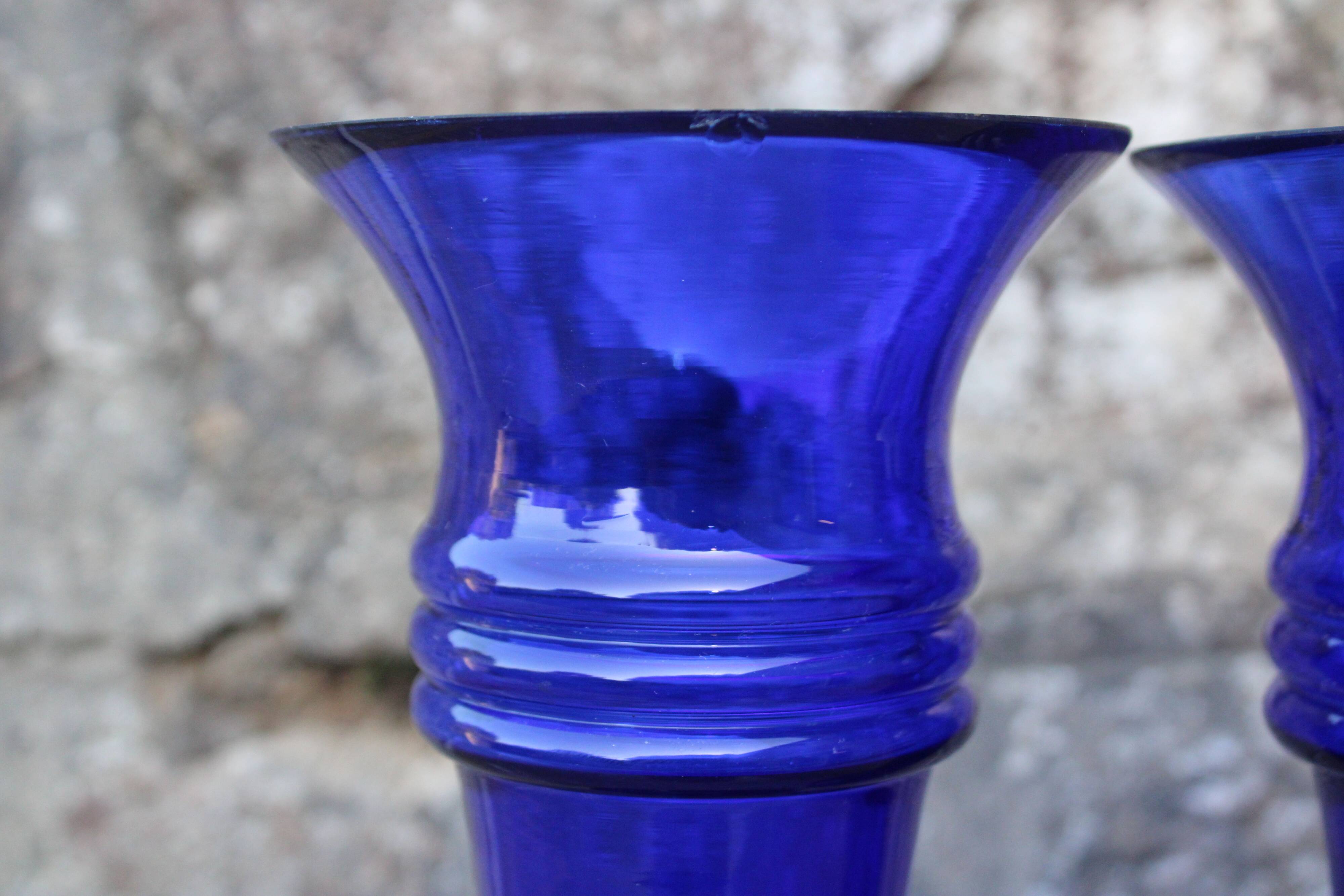 Pair of Holmegaard cobalt blue vases – Scandinavian design – Michael Bang