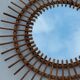 Sun mirror of the 50s in rattan