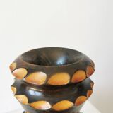 Vintage Hand Carved Wooden Vase: Grapevine Motif, 1970s Yugoslavia