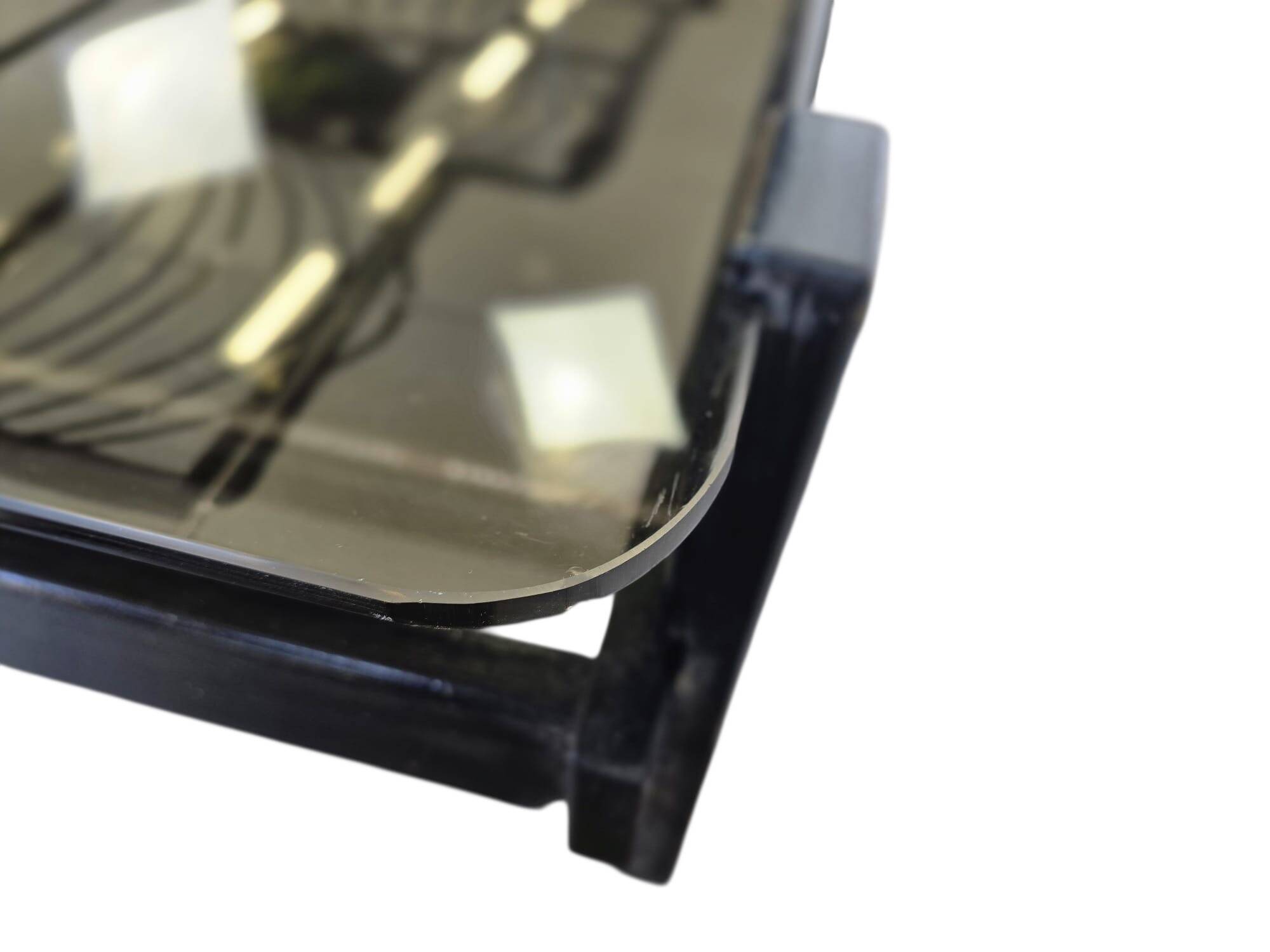 vintage coffee table with smoked brown glass