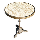 Round bistro table, cast iron base, vintage, 1940s