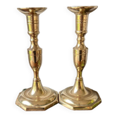 Duo of brass candlesticks