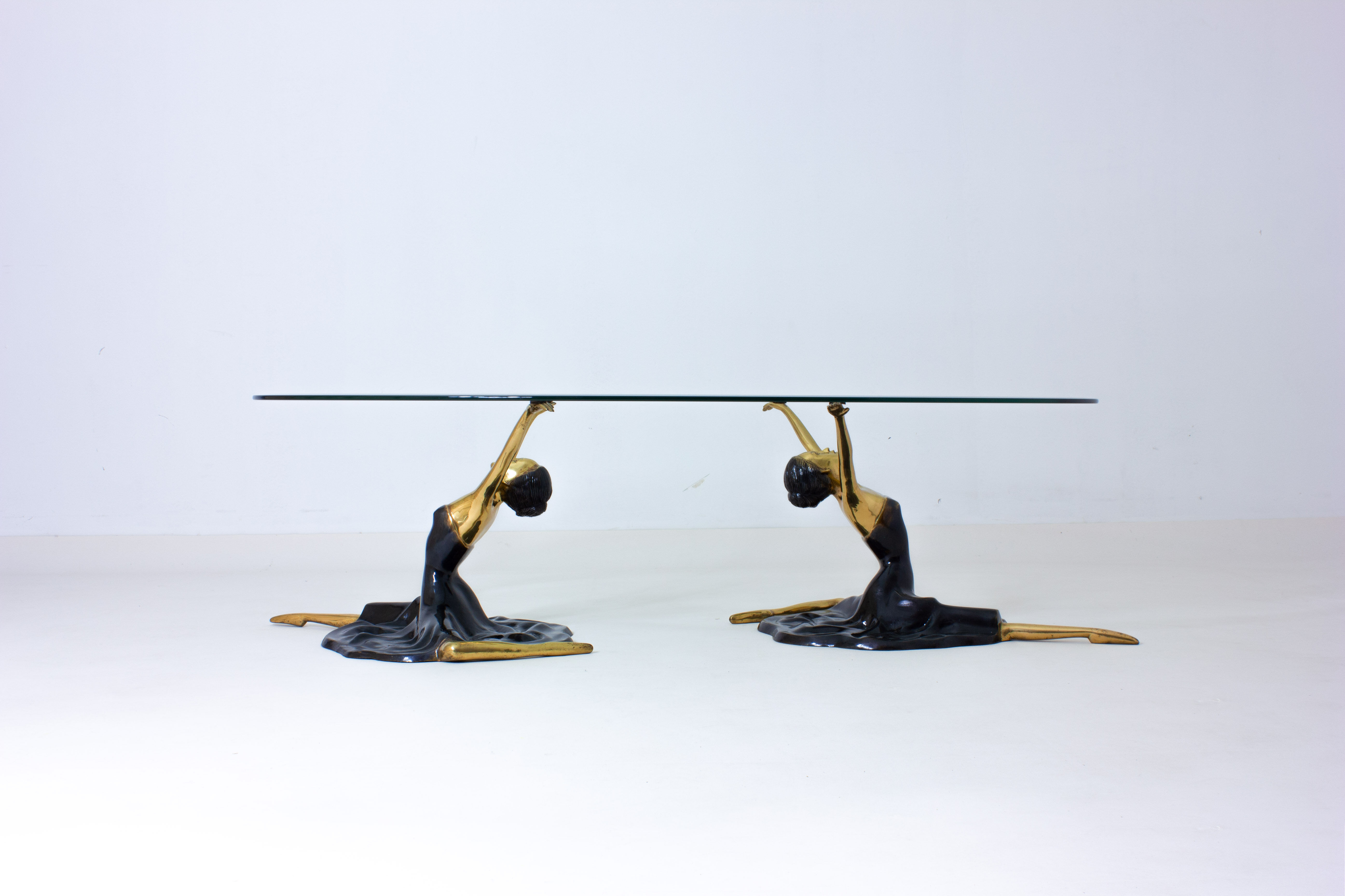 Brass French ballerina coffee table, France 1960s