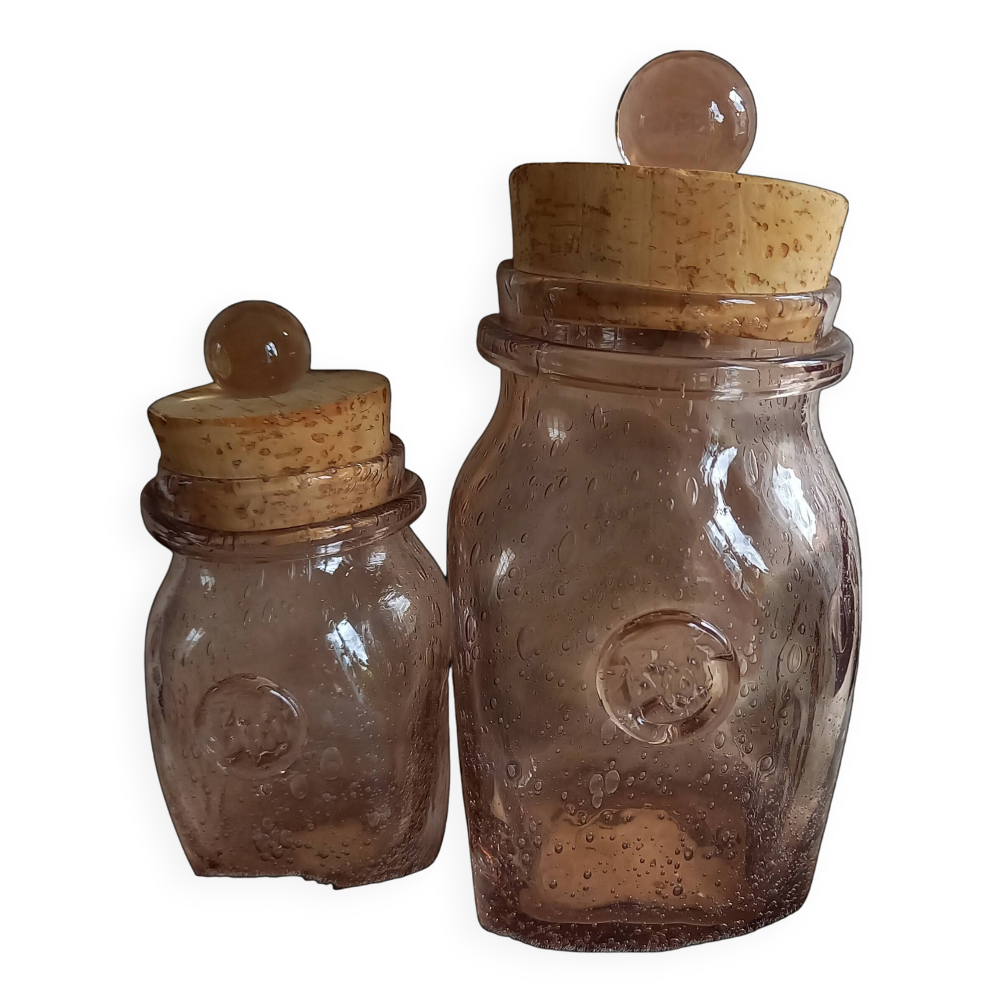 2 pots Biot en verre soufflé