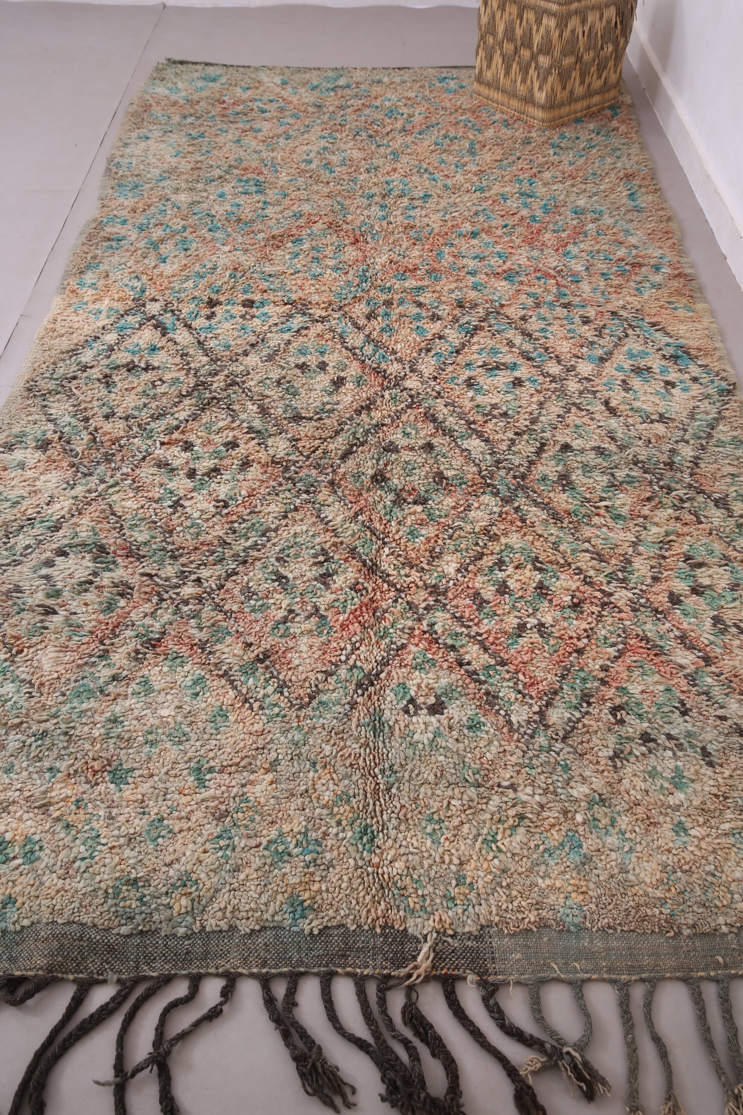 Tapis en laine marocain vintage 173 x 339 cm - Tapis fait main berbère style bohème