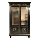 Napoleon III bookcase, blackened wood inlaid with brass, ivory and mother-of-pearl