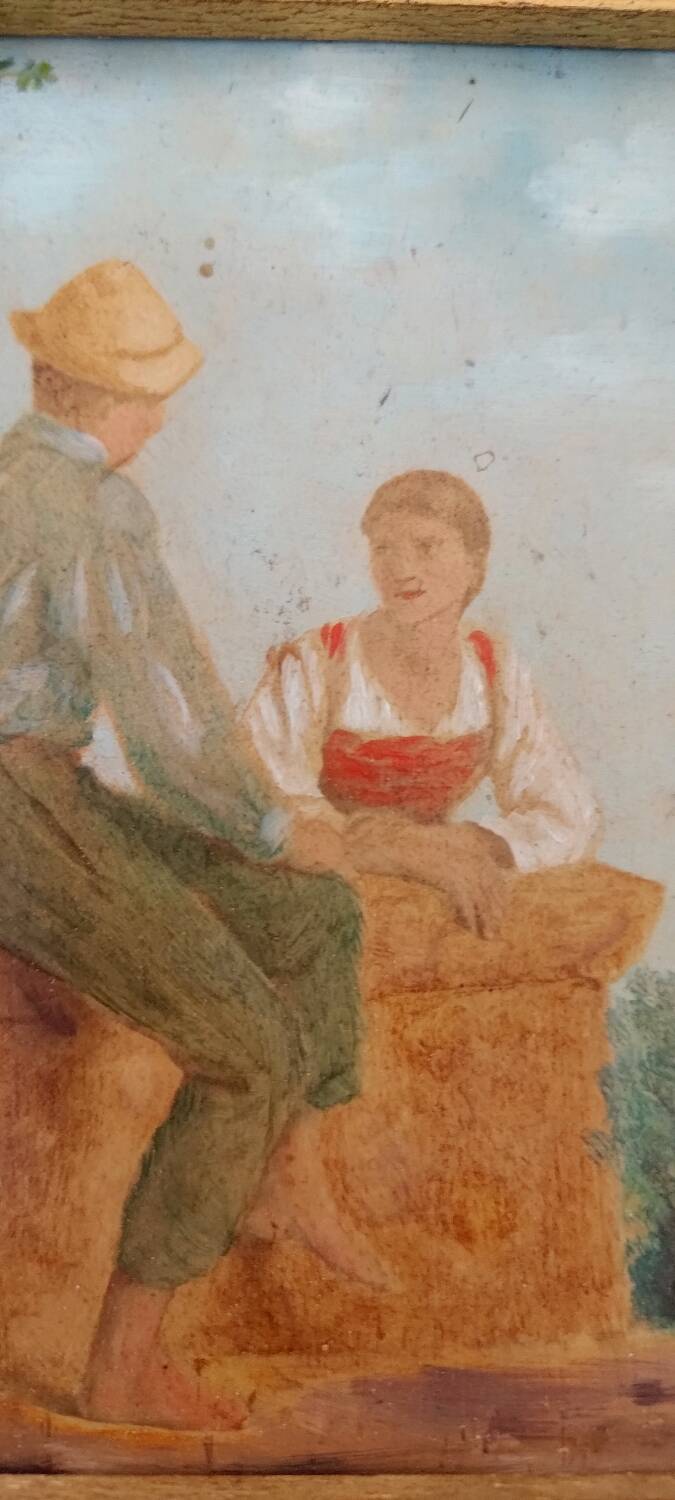 Tableau à l'huile scène galante