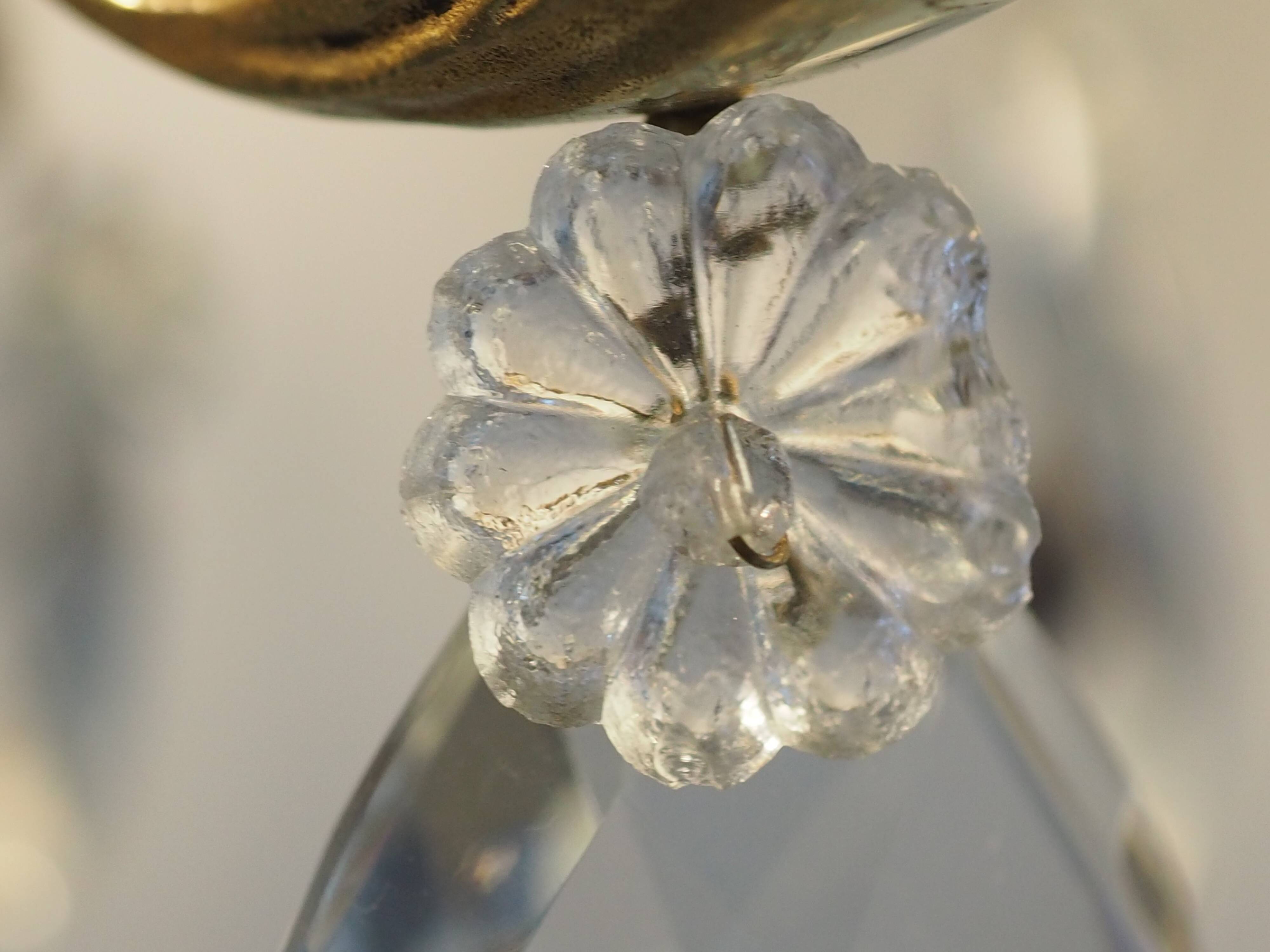 Solid bronze chandelier with crystal pendants and candle holders - Lucien GAU