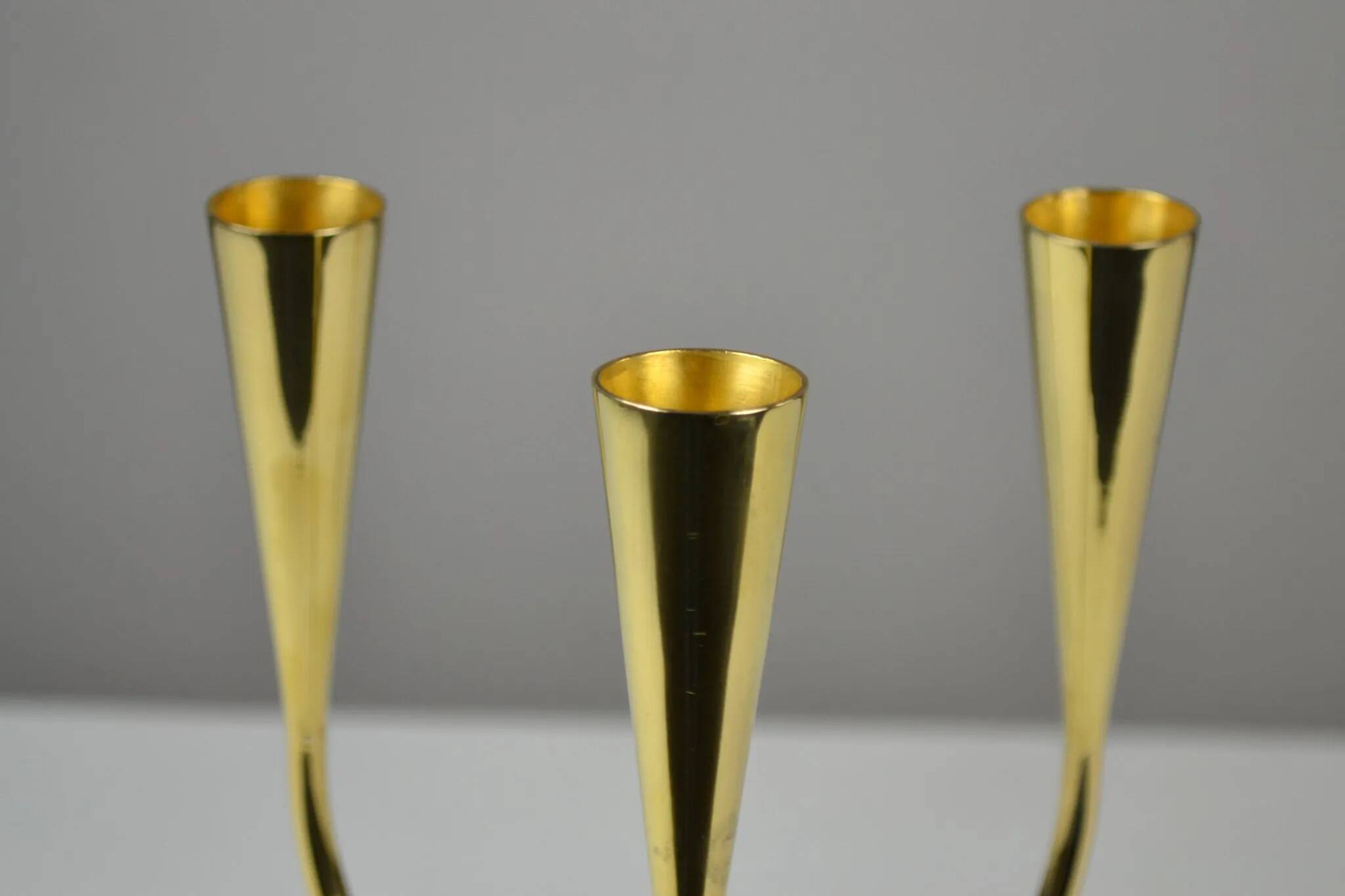 Polished Brass Candelabra by Gunnar Ander for Ystad-Metall, Sweden 1960s
