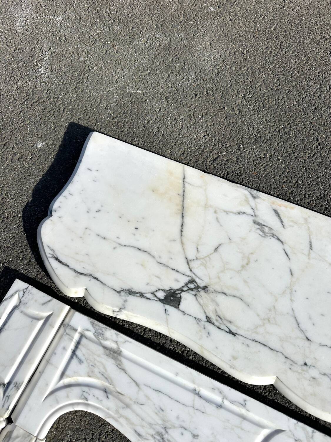 Paonazzo white marble Louis-style flat fireplace