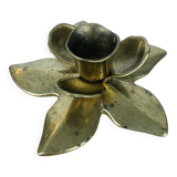 Golden brass flower candle holder