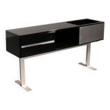 Stunning Willy Rizzo bar / sideboard in black & stainless steel, Italy 1969