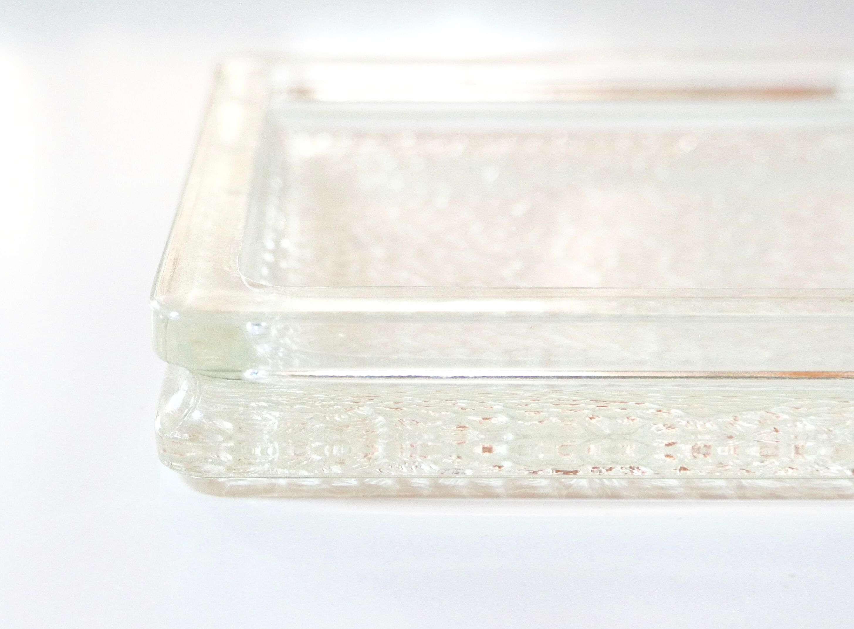 Square trinket bowl in tempered glass, 50s