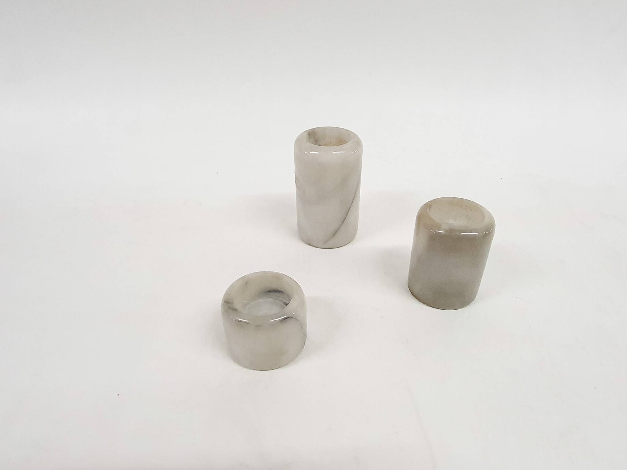 Set of three marble candle sticks, Italy 1970's