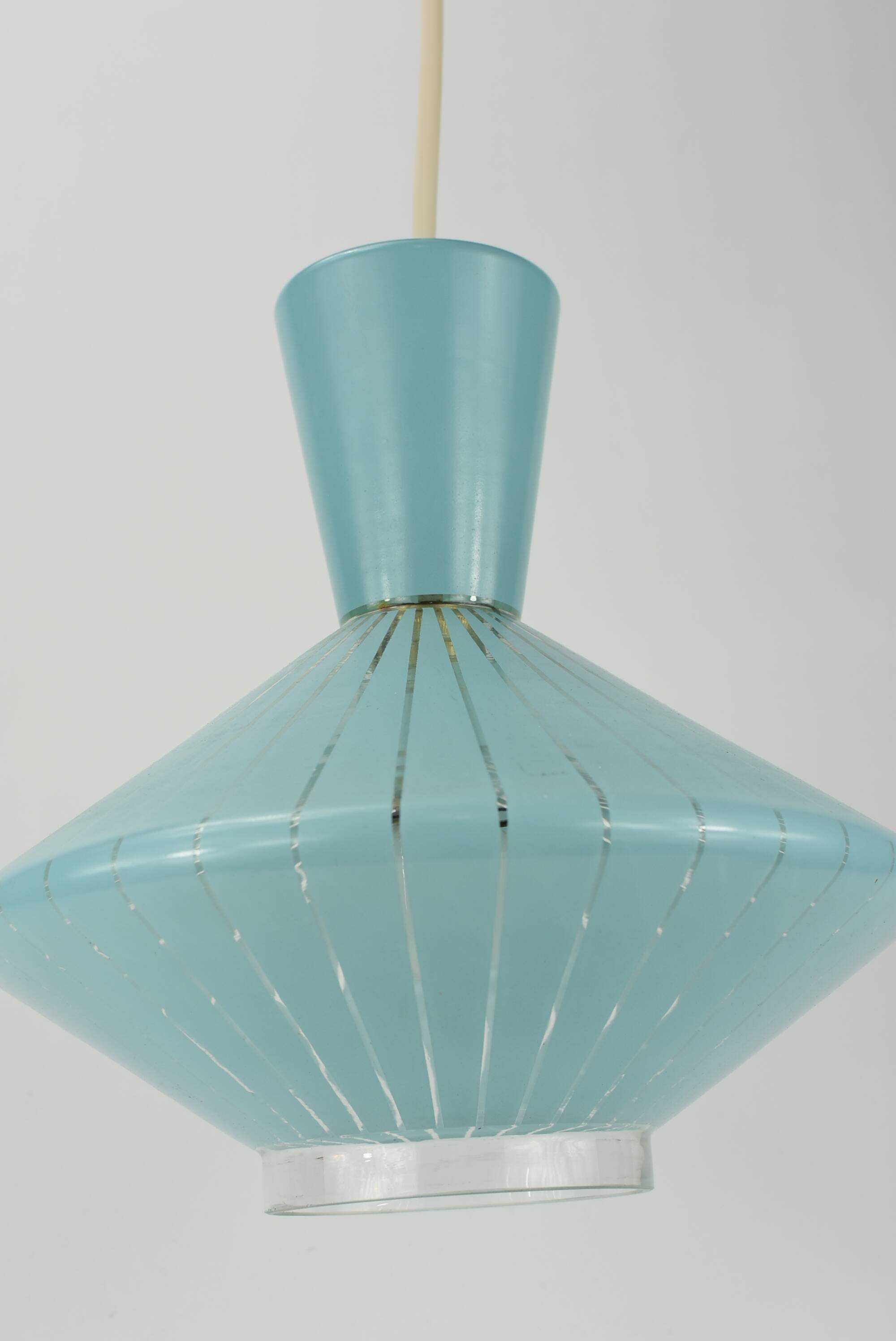 Diabolo-shaped glass chandelier