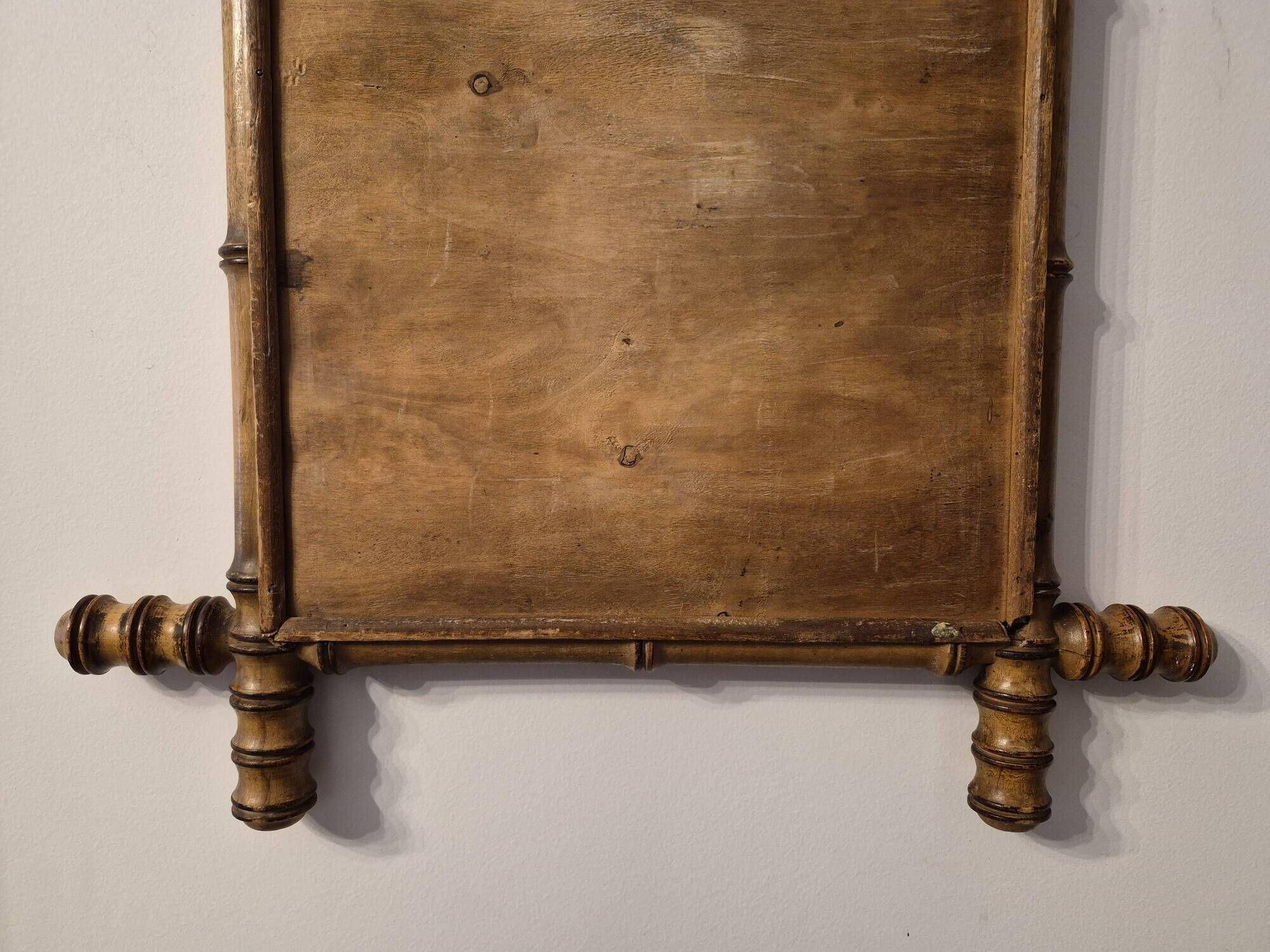 Antique turned wooden mirror in bamboo style, late 19th century A117