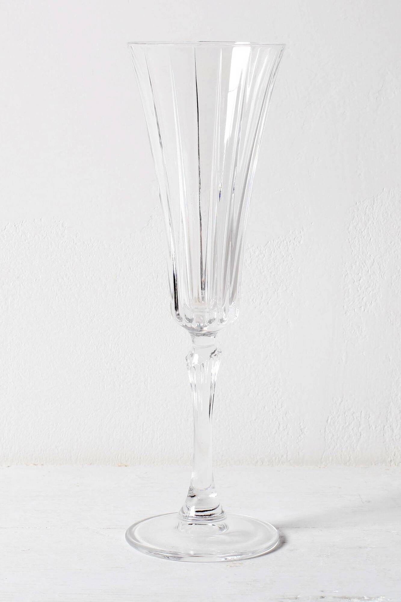 Set of 8 Crystal Vintage Champagne Flutes, Prosecco Clear Italian