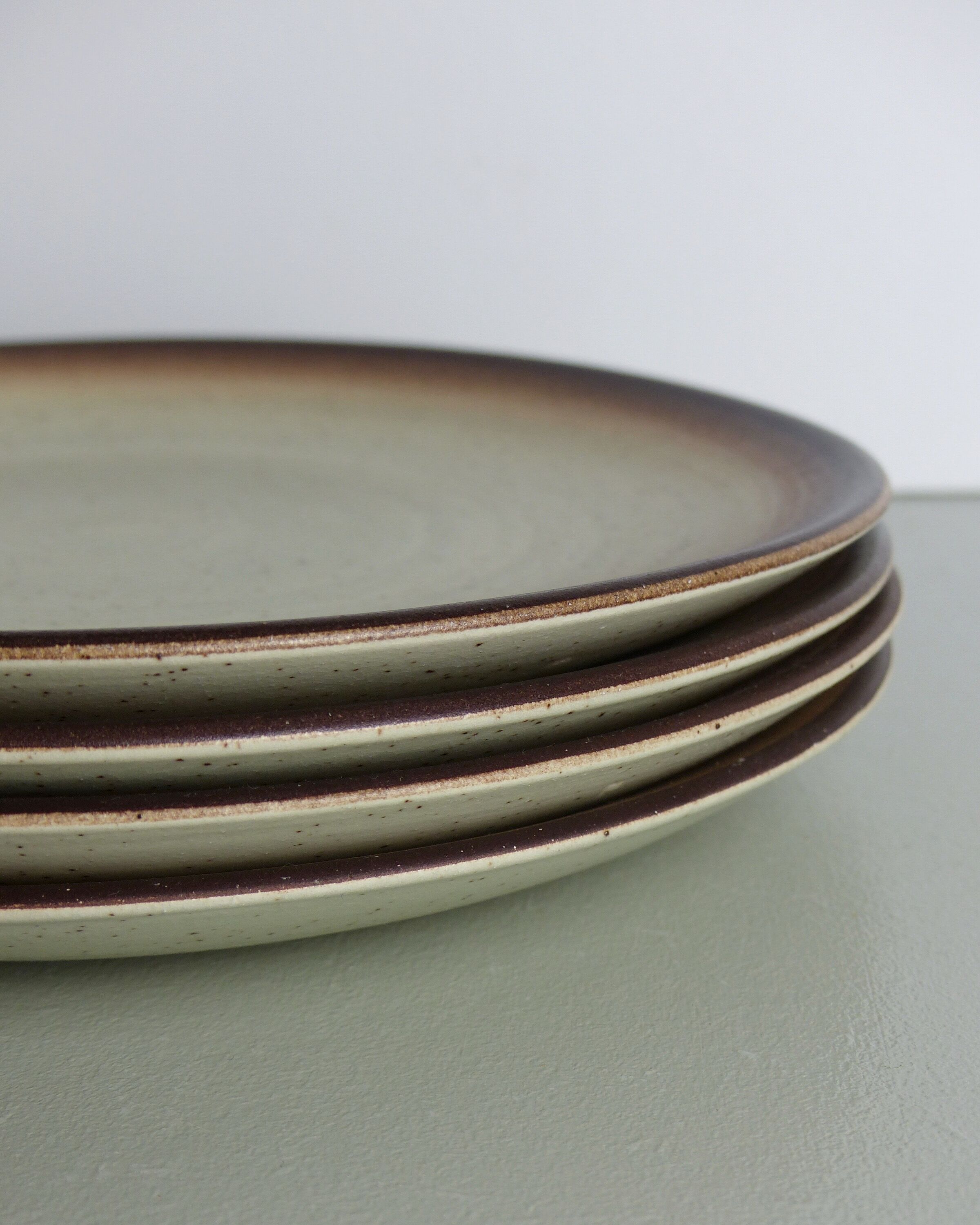 Set of 4 flat plates in speckled sandstone