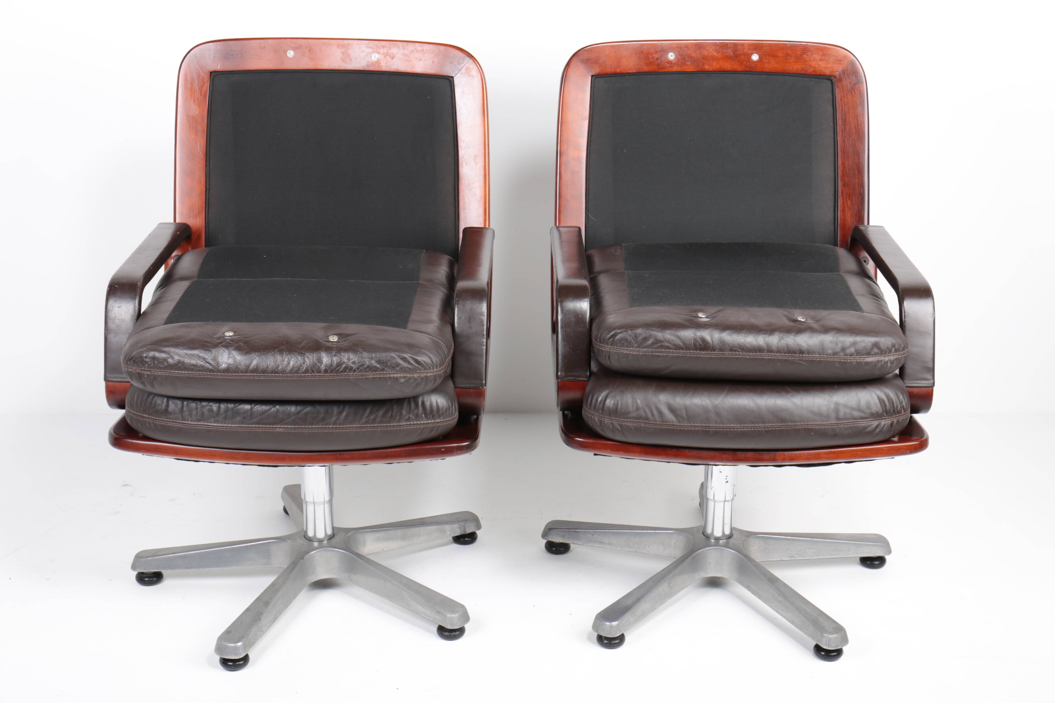 Pair of leather visitor armchairs by Eugen Schmidt