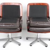 Pair of leather visitor armchairs by Eugen Schmidt