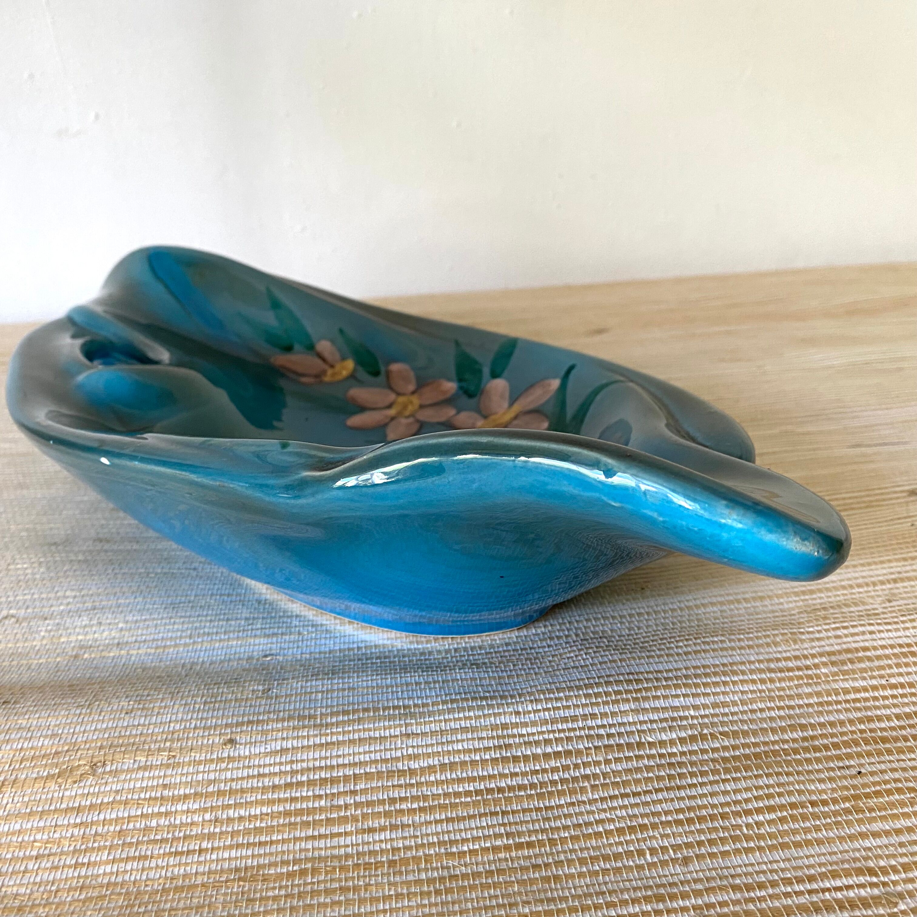 Flowery Vallauris dish, 1960s-70s