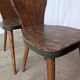 Set of 4 Vintage Brutalist Wooden Chair / Rustic Farmhouse Dining Chair