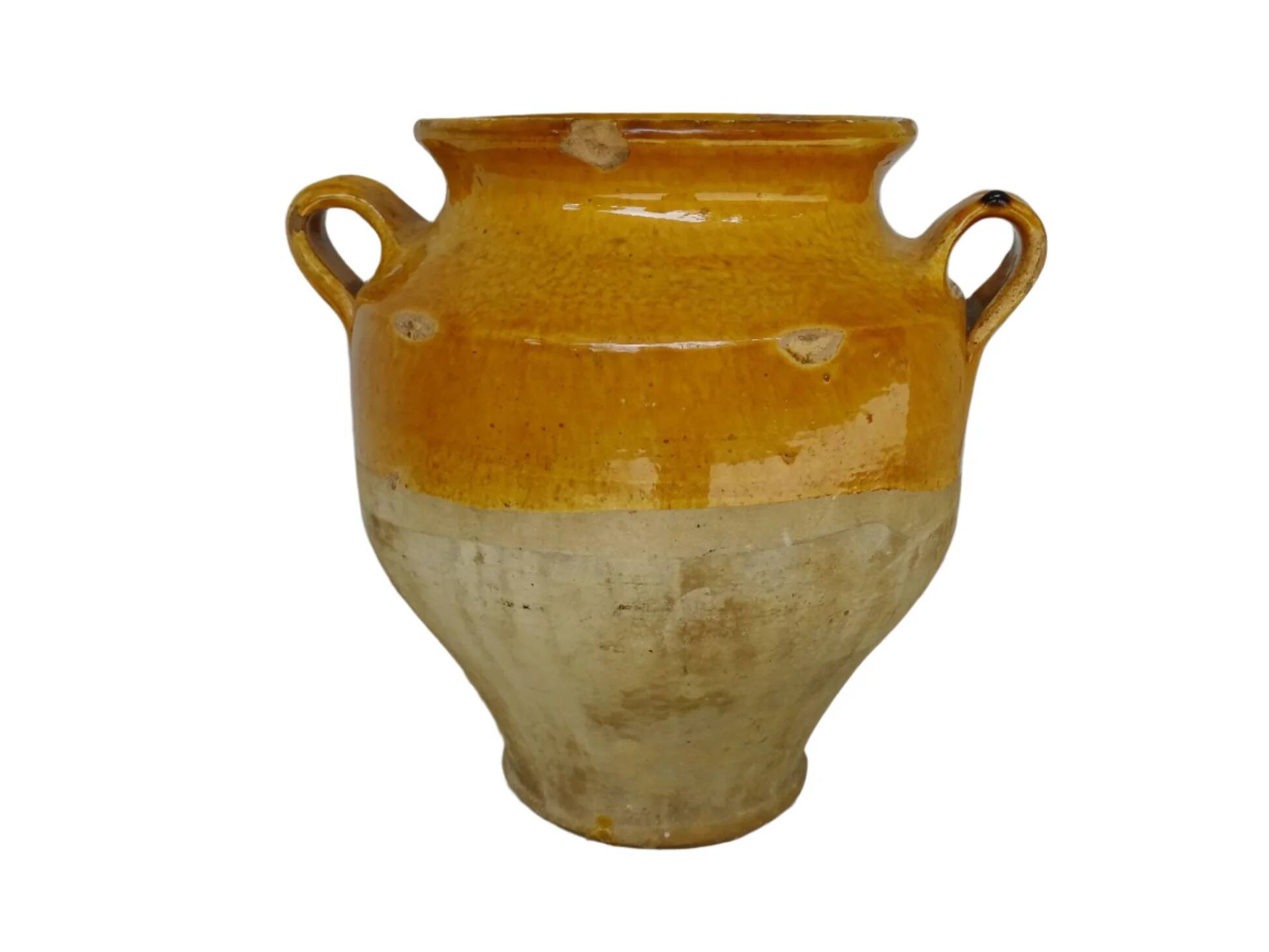 Pot à confit ancien français à glaçure jaune