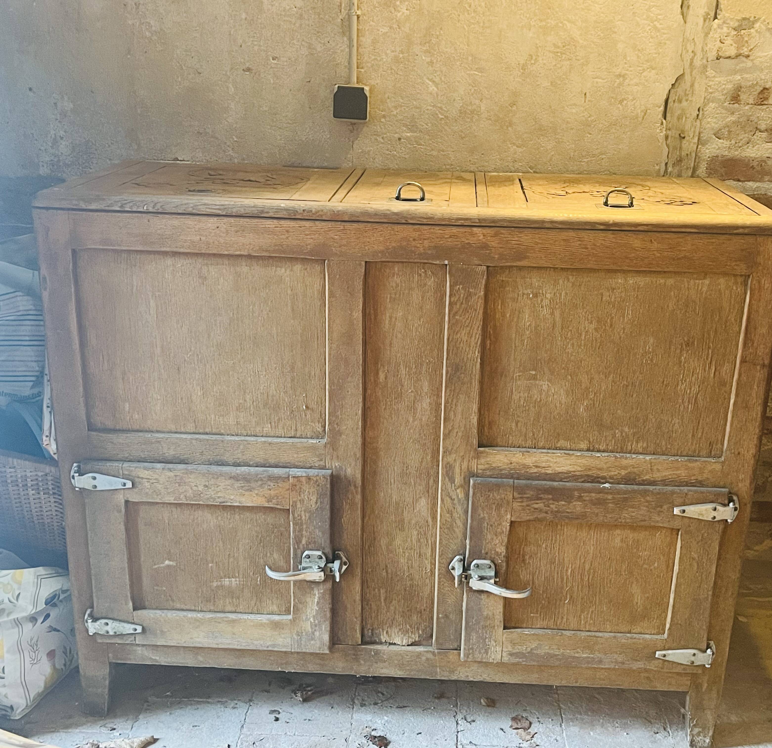 Old wooden refrigerator
