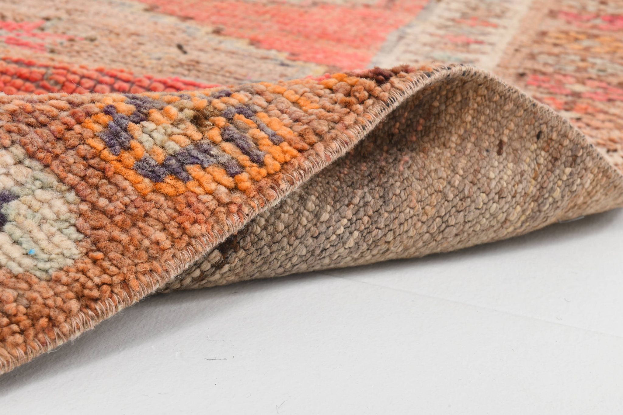 3x11 Pink Salmon Oriental Vintage Runner Rug, 99x341Cm