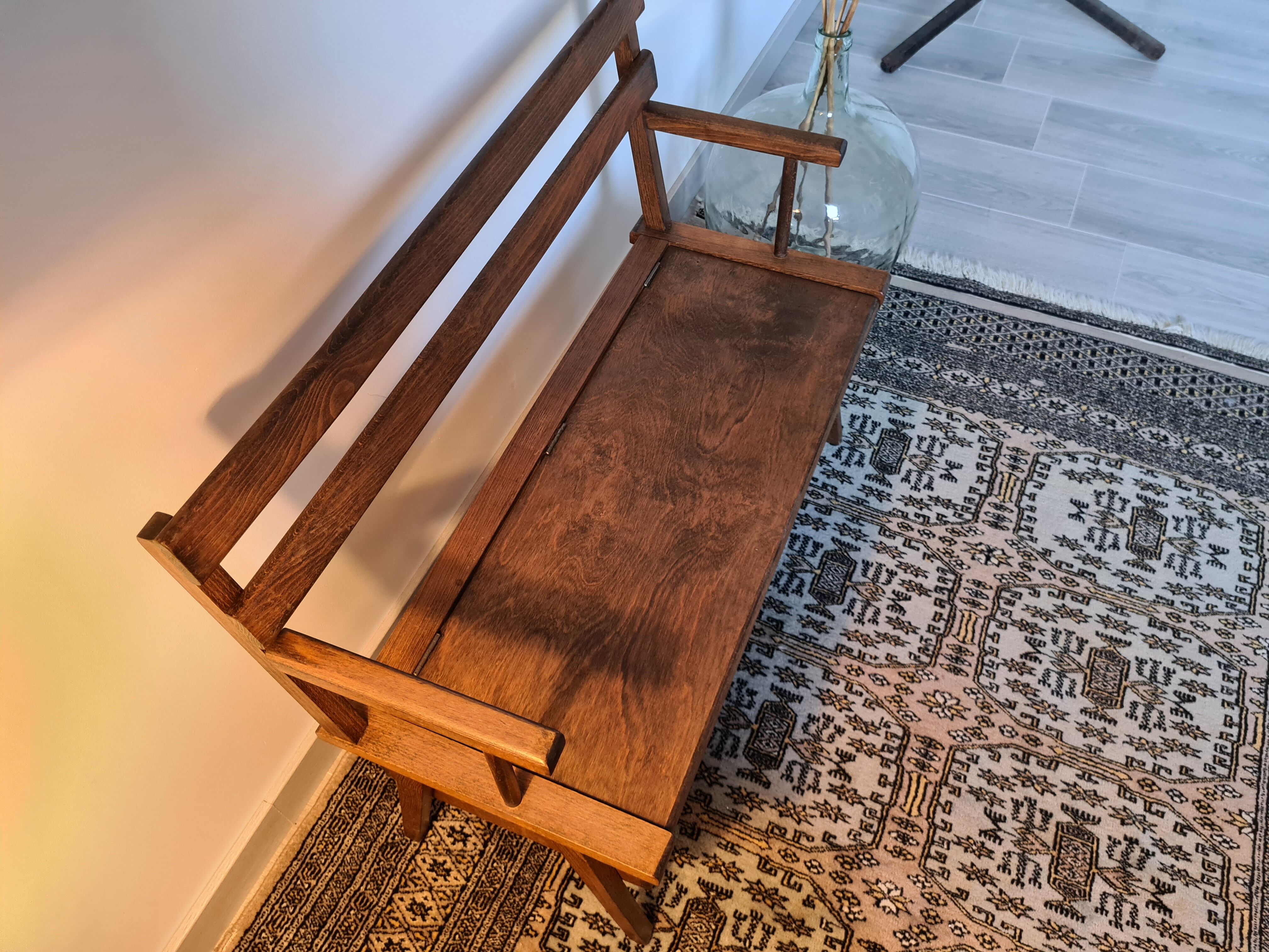 Banc-coffre pieds compas vintage