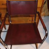 Set of 6 brown leather armchairs