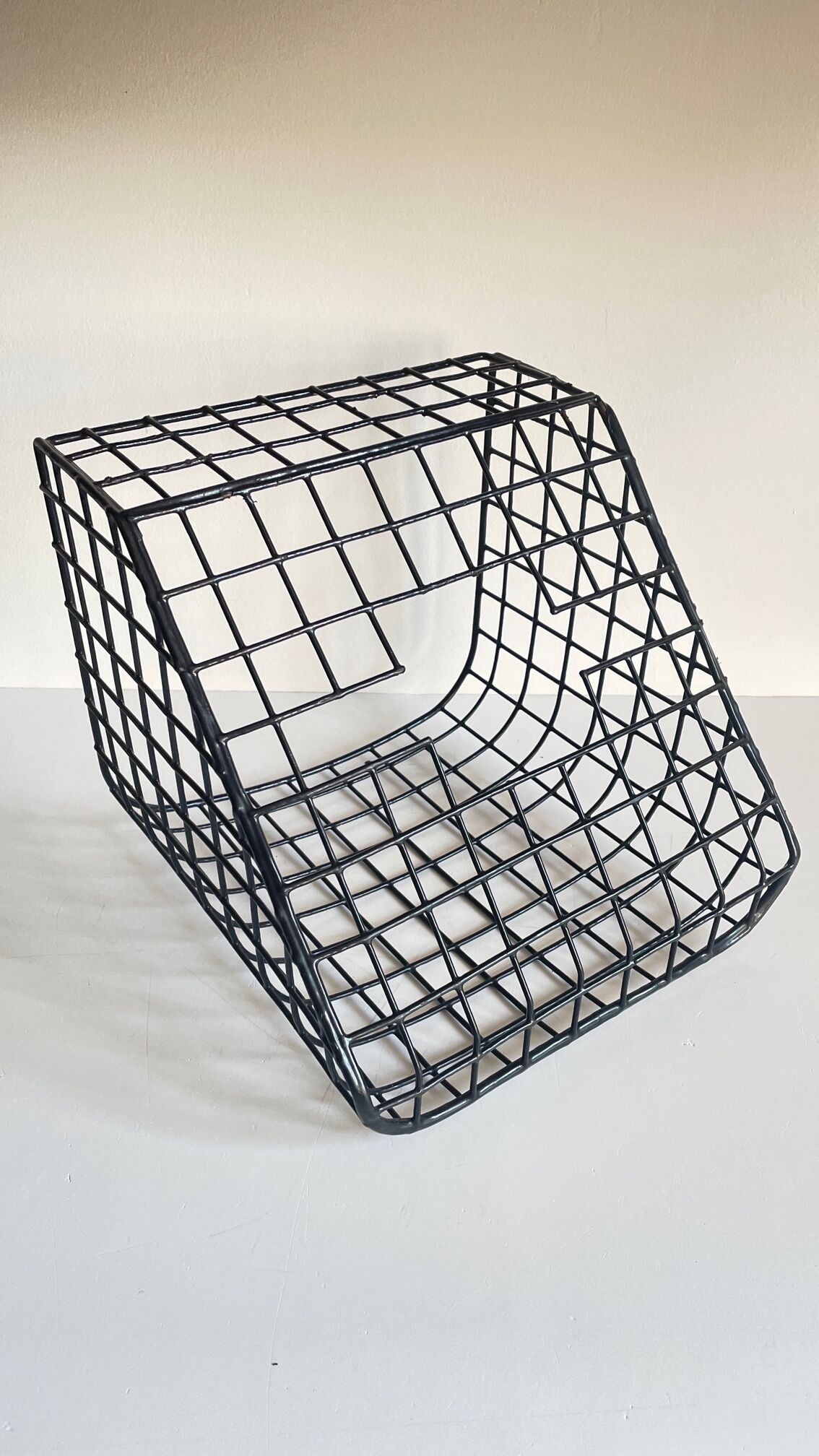 Wall basket steel wire storage vintage