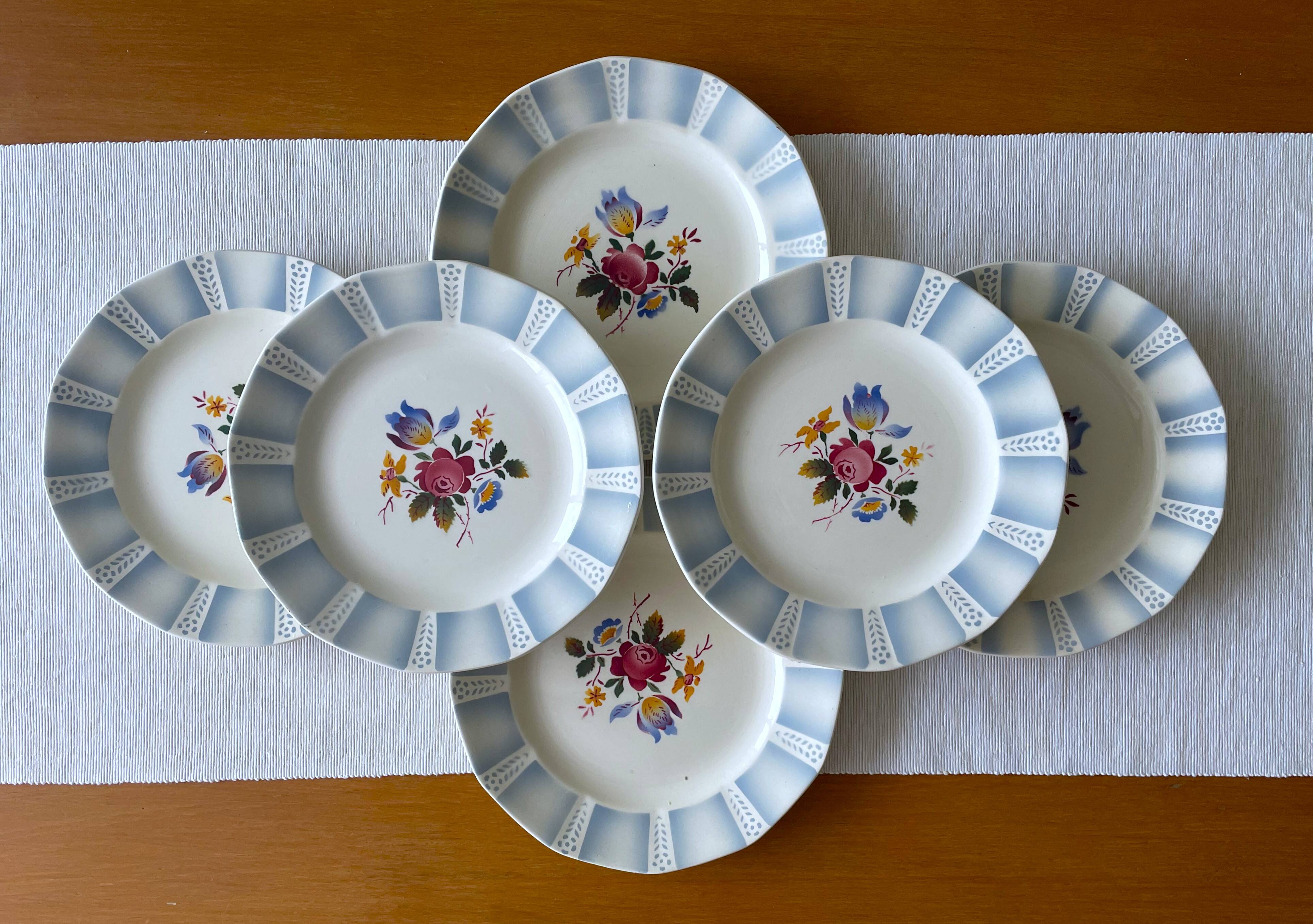 6 antique dessert plates in Sarreguemines faience