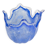 Bol moyen en verre de Murano bleu moyen style milieu du siècle, Italie, années 2000
