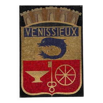 Plaque of the city of Venissieux in mosaic.